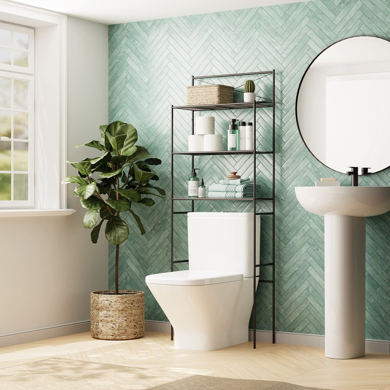 Zenna Home Over the Toilet Storage Shelf Space Saver, Behind