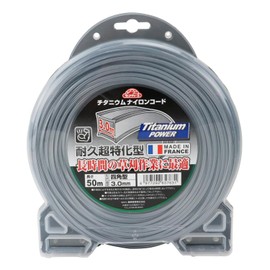 Safety 3 Titanium Nylon Cord, for Grass Mowers and Weed Trimmers, Approximately 5 Times More Durability, 54.7 yds (50 m), Square Type, Diameter 0.1 inches (3.0 mm)