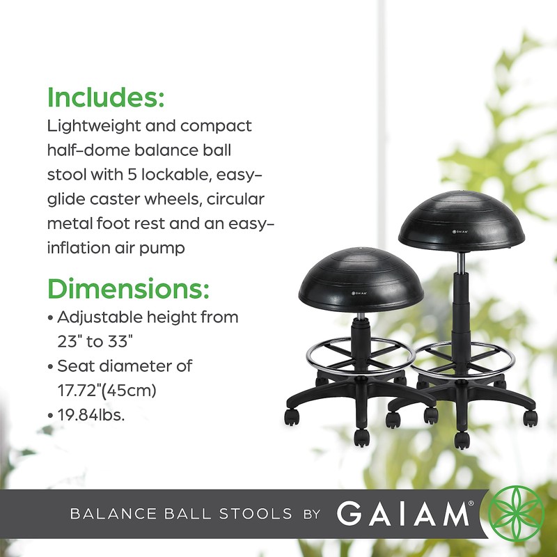 Gaiam Balance Ball Chair Stool, Half-Dome Stability Ball Adjustable Swivel