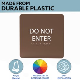 ADA CENTRAL SIGNS - 6" X6" Do Not Enter Sign - ADA Compliant Tactile Graphics Grade 2 Braille Text Acrylic Wall Sign - Privacy, No Disturbance, No Entry Signs for Home, School, Business, & Apartments