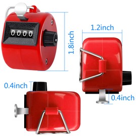 FEBSNOW 2 Pack Hand Tally Counter 4 Digital Click Counter for Sport Row School Event (Red Blue)