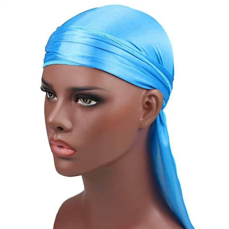 Men Silk Durag Long Straps Bandanas for Men Headwear Waves
