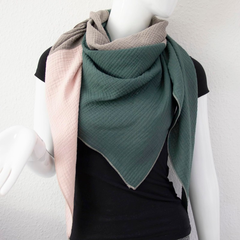 Gloop Women's Scarf XXL Knitted Triangle Scarf Cotton Triangular Scarf