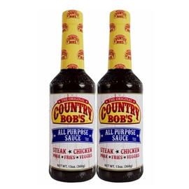 Country Bob's All Purpose Sauce - Tangy, Sweet, Savory, & Salty - Ideal for Grilling, Dipping, Marinating - 1968 Recipe - Versatile Flavor Enhancer for Meat, Veggies, Fish, and More - 13oz (Pack of 2)