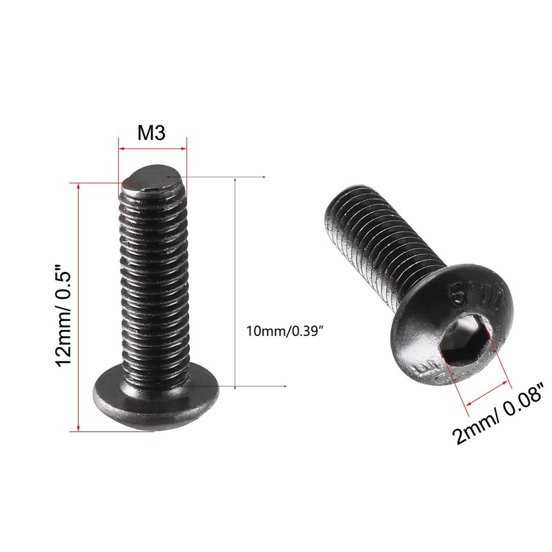 TA-VIGOR 100Pcs M3 x 10mm Alloy Steel Button Head Hex