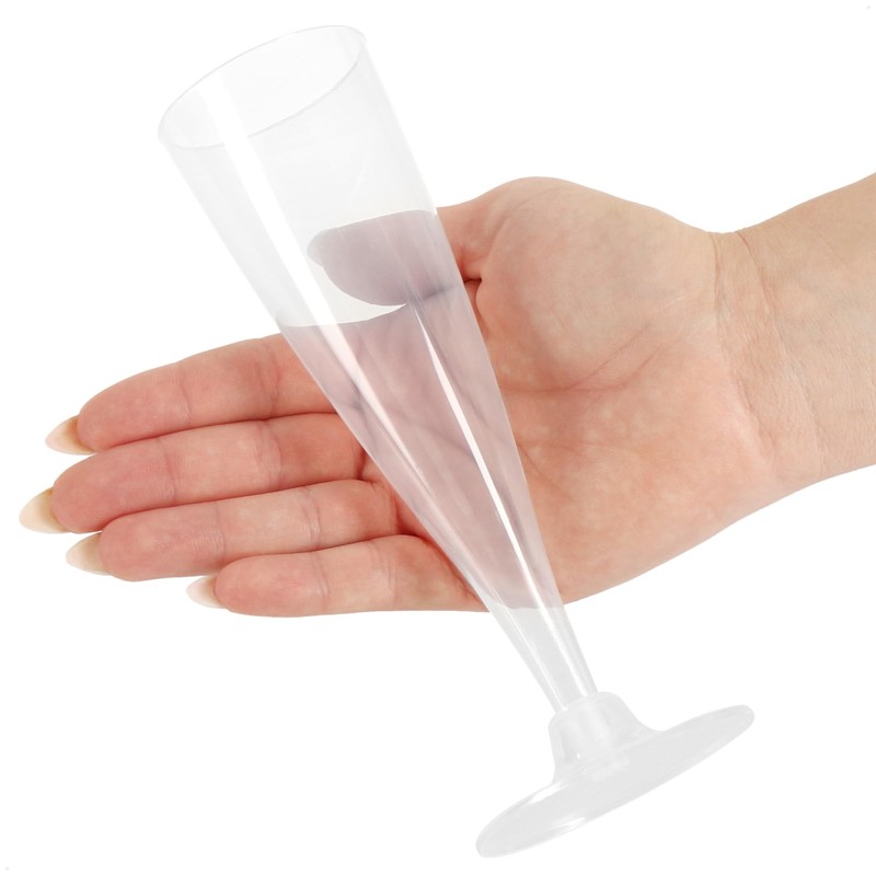 com-four® 16 x Reusable Champagne Glasses - Transparent, Stackable Plastic