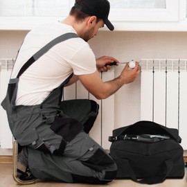 Tool Bag,16-inch Heavy Duty Canvas Tool Bag,Wide Mouth Tool Tote Bag,Large Capacity Tool Storage Bags for Men,Muti-Purpose Tool Organizer Tote Bag for Storage Wrenches Pliers Tools