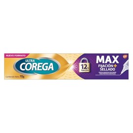 Corega Ultra Max Fijación y Sellado Crema Adhesiva para Prótesis Dentales, Sin Sabor, 70g