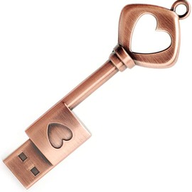 BorlterClamp USB Flash Drive Retro Metal Heart-Shaped Key Shaped Memory Stick 64 GB