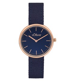 s.Oliver Women's Quartz Watch Analogue with Textile Strap, Waterproof, Comes in Watches Gift Box, blue, Modern-minimalist