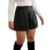 MakeMeChic Women's Plus Size PU Leather Shorts Loose Button Front