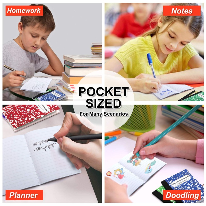 Composition Notebook, Mini Sized 30 Pack 5 Colors Narrow Ruled