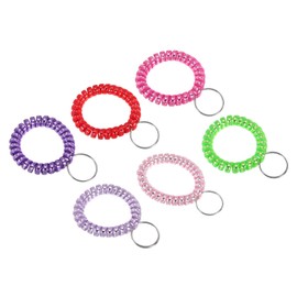 PATIKIL Stretchable Wristband Wristlet Keychain, 6 Multicolor TPU Spiral Wrist Coil Key Ring Holder for Outdoor Sport Gym Pool Sauna ID Badge