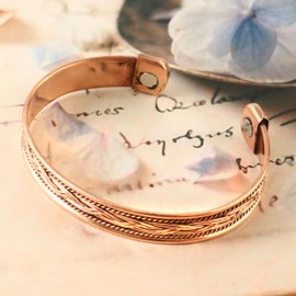 JewarHaat Indian Handcrafted Hand Forged with Solid and High Gauge Tibetan Style Minimalistic Elegance Copper Bracelet for Women and Men, Medium, Copper, no gemstone