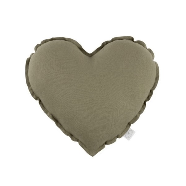 Cotton & Sweets Heart Cushion Mini - Pure Nature Olive Linen