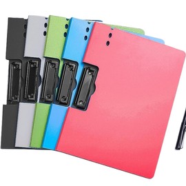 MYUOOT Clipboard Folder, 360 Degree Foldable Binder Clipboard with Pen Holder, File Cover Folder, A4 Punchless Binder with Metal Clip, Foldable File Nursing, Horizontal Clip, 5 Pack,5 Color