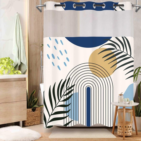 LYLYCTY No Hook Shower Curtain with Snap in Liner and