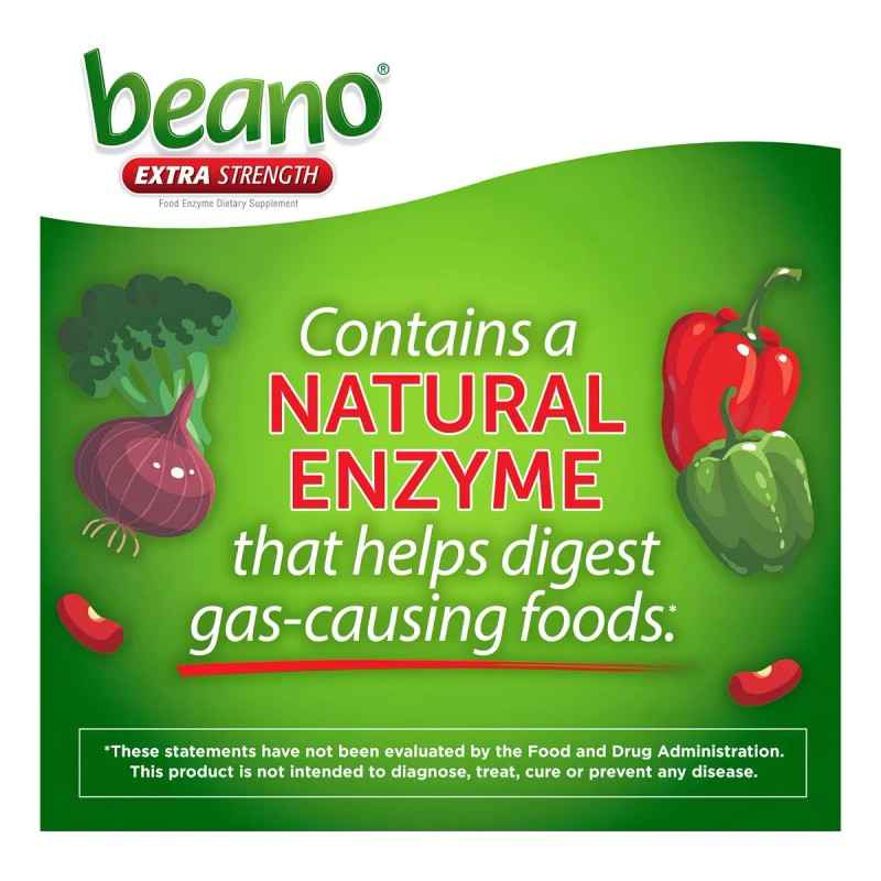 Enzimas digestivas Beano Gas Prevention 100 tbts Sabor Sin sabor