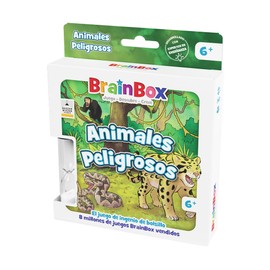 Beezerwizzer Studio BrainBox Pocket Dangerous Animals, Card Game, Ages 6+, 1 Player, 10 Minutes Per Game, Spanish