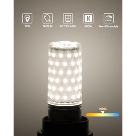 Tomosu Tomosu E27 LED Neutralweiss 4000K 1600LM, 16W LED Glhbirne E27 ersatz 150W Glhlampe, Energiesparlampe E27 LED Lampe Maiskolben Kleine Kerze Leuchtmittel, Nicht Dimmbar, AC 220-240V, 4er Pack