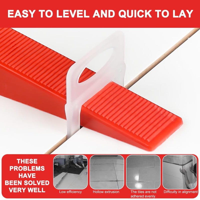 Lvjkes 100 Pieces Tile Wedges, Plastic Tile Levelling System for
