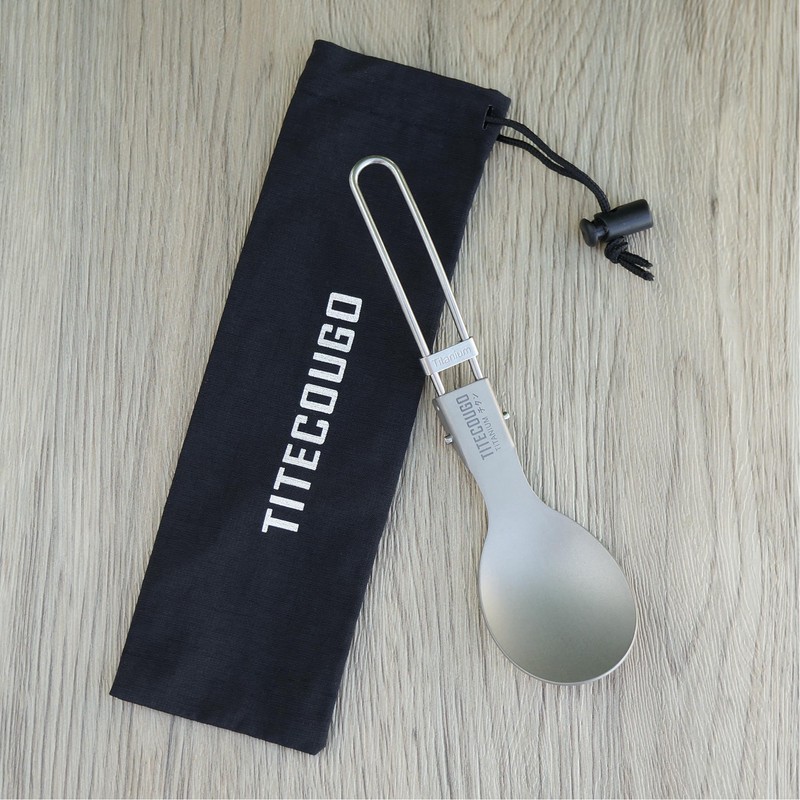 TITECOUGO Titanium Folding Spoon Camping Titanium Reusable Multitool Lightweight Camp