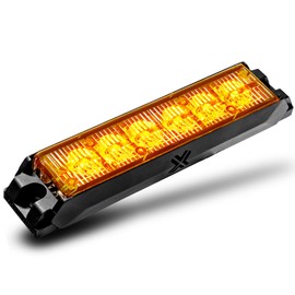 LAMPHUS NanoFlare 5" 6W Amber LED Surface Mount Police Grill Strobe Warning Lights [SAE Class 1] Orange 12V Rectangle Grille Flashing Emergency Fire Light Head for Service Tow Work Truck Car