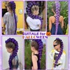 Purple Braids Ponytail 26" Pre Braided Hair for Halloween Costume