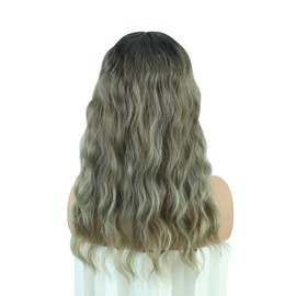 BECUS Hair Pieces for Women with Thinning 20 Inch Long Wavy Curly Synthetic 360° 3D Realistic Topper with Bangs Hair Pieces Fluffy Wispy Clip in Bangs (Ombre Light Brown)