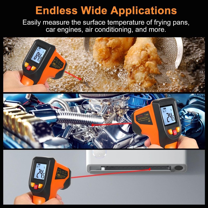Digital Infrared Thermometer -50~600℃ NJTY Laser Pyrometer Gun Non-Contact Laser
