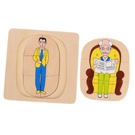 SUPVOX Wooden Multi Layered Human Puzzle Montessori Life Cycle Educational for Promotes Cognitive Growth Layered Learning for Development and Early Education Activities