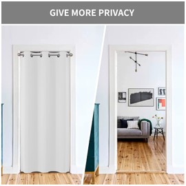 Joydeco Door Curtain for Closet Doors 78 Inches Long 1 Panel, Blackout Doorway Curtain for Open Closet Bedroom, Room Divider for Privacy (Greyish White, 40Wx78L)