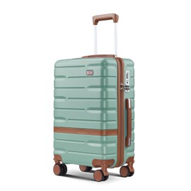 NEISIA Carry On Luggage Sets,20 Inch Carry-on Suitcase with Spinner Wheels,PC+ABS Lightweight Hardshell with TSA lock,Airline Approved YKK Zippers (green)