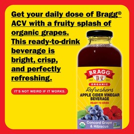 Bragg Concord Grape and Hibiscus Apple Cider Vinegar Refresher - (2 Pack) 16 fl oz - Raw and Unfiltered