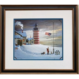 Charles Wysocki "West Quoddy Head Light" New CUSTOM FRAMED Art Americana