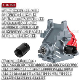 BRCatWPark RC Front Rear Gearbox Case & 43T Differential w/10T Main Gear Upgrades Part for 1/7 Big Rock/Mojave/Fireteam 6S BLX,1/8 Kraton/Outcast/Notorious/Talion 6S BLX & EXB,Part#AR310854,Red