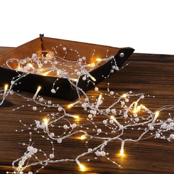 Rhytsing 14.7FT White Pearl Garland with 36 LED Light, Battery