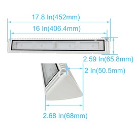 QHLightlux RV LED Porch Exterior Utility Lights, 18 inch Down Angle Flood Beam Awning Light, 3000K Warm-White 12V/24V DC 3600 Lumen, White Finish Aluminum Housing, for RVs Trailers Campers, 1 Pack