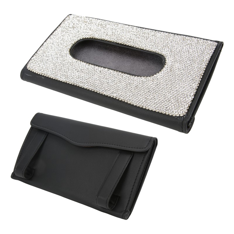 Rhinestone Sun Visor Tissue Box Bling Napkin Storage Holder Universal