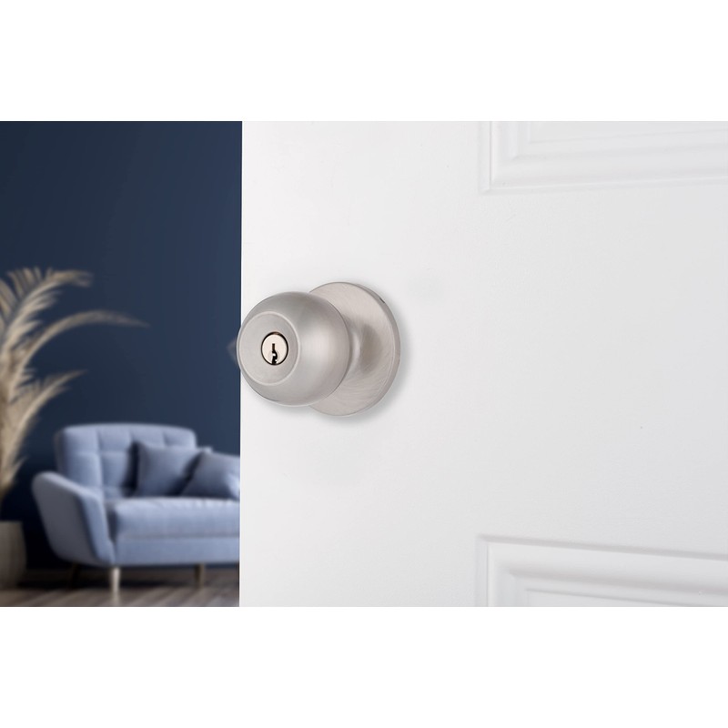 BRINKS – Transitional Keyed Entry Ball Door Knob, Satin Nickel