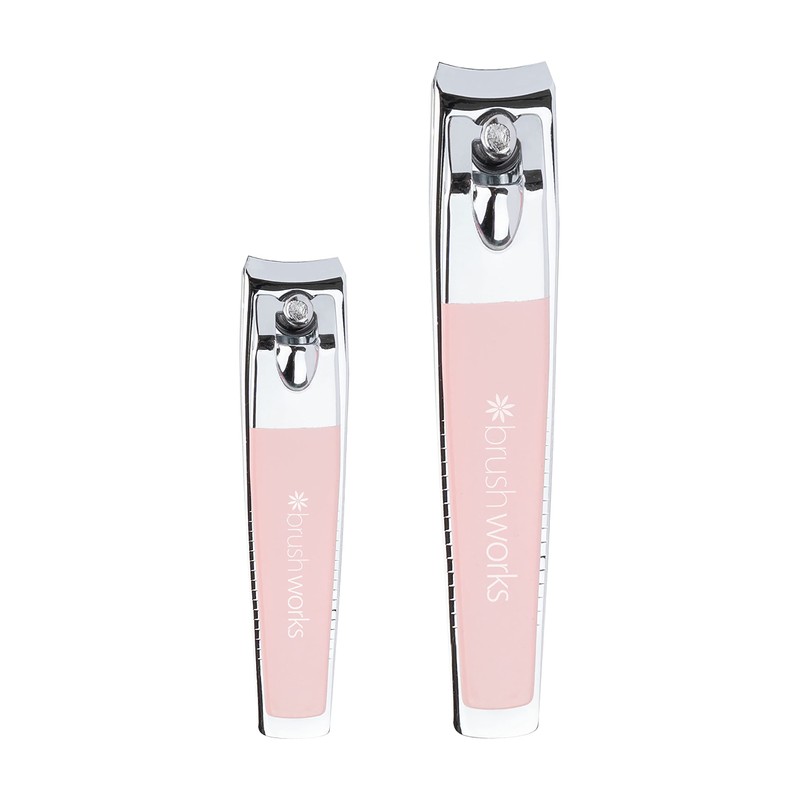 Brushworks Toe & Nail Clipper Set, Pink, 2 Count