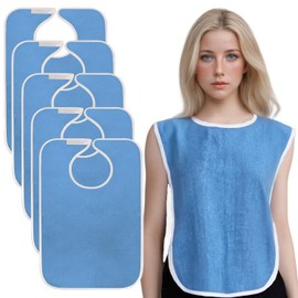 RRBXIA Adult Bibs For Elderly Women Men Terry Cloth Bib For Eating Adjustable bib Clothing Protectors Blue (5, Sky Blue)