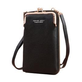 Ulterra Women's Shoulder Bag, Smartphone Shoulder, Large Capacity, Cute, Stylish, Cross-body, Pochette, Wallet, Mobile Pouch, Smartphone Pouch, Black