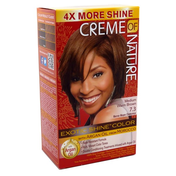 Creme Of Nature Color #7.3 Medium Warm Brown Exotic Shine (Pack of 2)