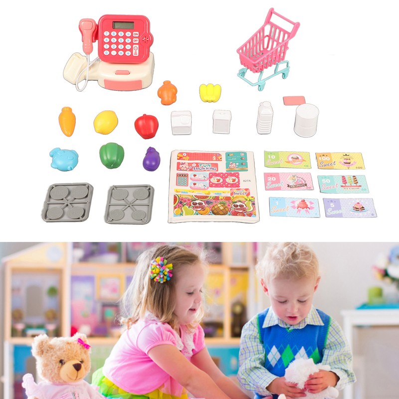 Cash Register Playset Stimulation Cosplay Learning Calculation Shopping Checkout Money