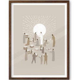 iHery Natural OAK Wood Feeding Hungry Framed Wall Art, 12x16 in Jesus Matthew 25:35 Christian Bible Verse Canvas Art, Modern Sketch Scripture Bedroom Decor, Walnut Color Set of 1 For Living Room