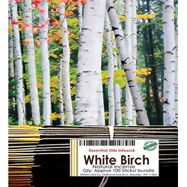 (W) White Birch, Oakland Gardens Premium Hand Dipped Incense Sticks, You Choose The Quantity (100)