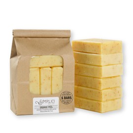 Simplici Jabón Natural Peel (Exfoliante + Aceites Esenciales Puros) Bolsa Económica De 6 Barras. Sin Palma.