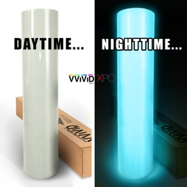 VViViD Blue Glow in The Dark Vinyl Wrap Luminous Adhesive Film Air Release DIY Sheet (1.5ft x 5ft)