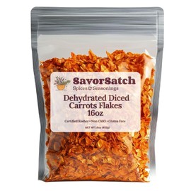 SavorSatch Dried Carrots - 16 oz Diced, Dehydrated | Resealable Pouch, Certified Kosher, Emergency Supply Food | Ideal for Camping, Soups, Stews, Long-Term Storage